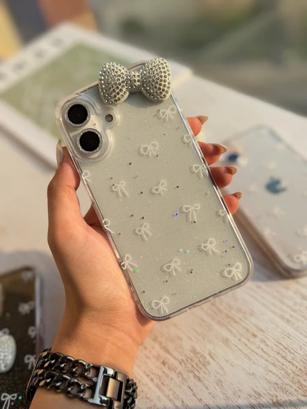 Shine iPhone 16 Pro case with bow tie design