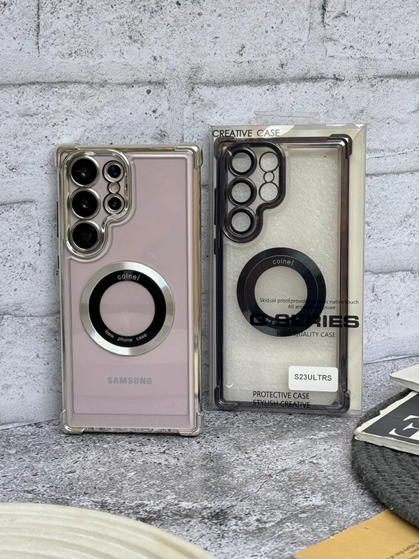 Transparent frame with mag safe and airbag for Samsung S23 ultra  phone