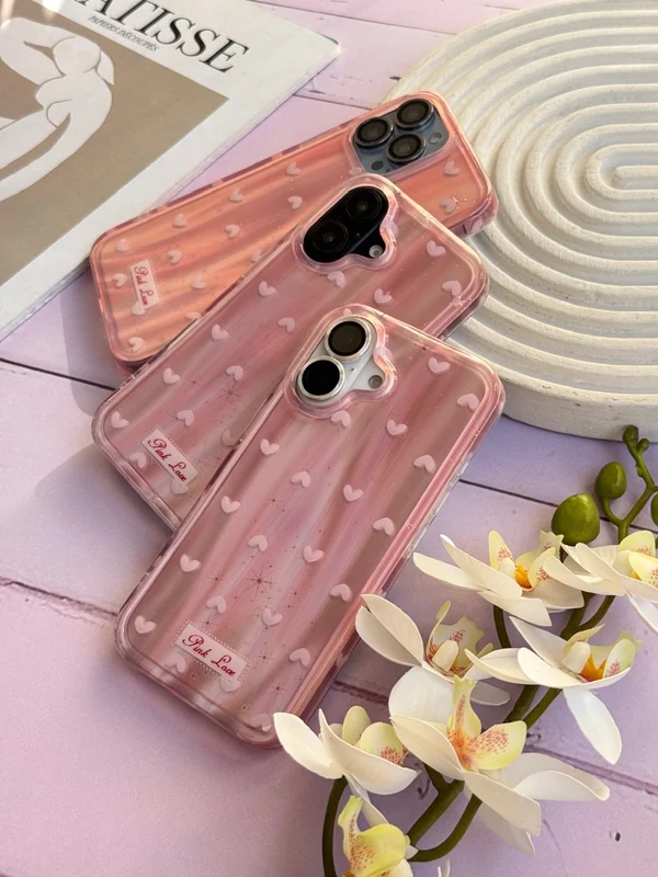 Laser Heart Pattern Phone Case – “Pink Love” Edition iPhone 13 phone