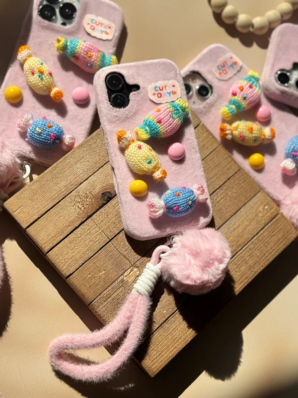 Chocolate and cotton iPhone 13 Pro case with pendant