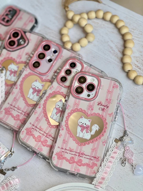 Mirrored Pink Cat Design Phone Case Samsung A13 4G phone