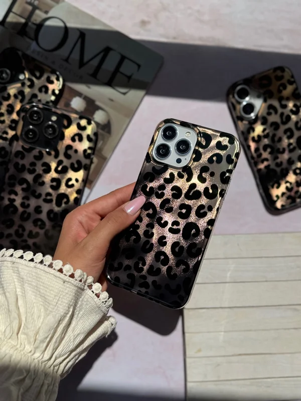 Shiny Leopard Print Phone Case iPhone 15 phone
