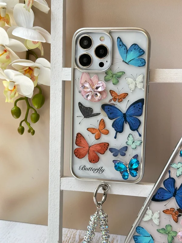 iPhone 15 Pro butterfly case with pendant