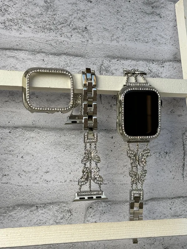Apple Watch Band Butterfly Stainless Steel with jeweled guard