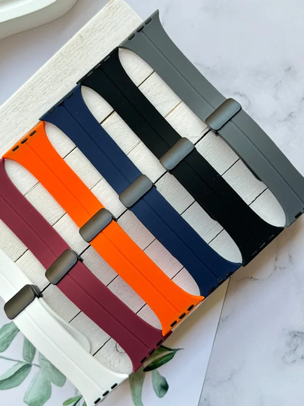 Grey Silicone Apple Watch strap with magnetic lock