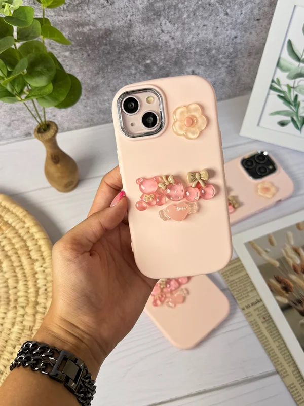 Girl's embossed glass sweet iPhone 14 Pro Max case