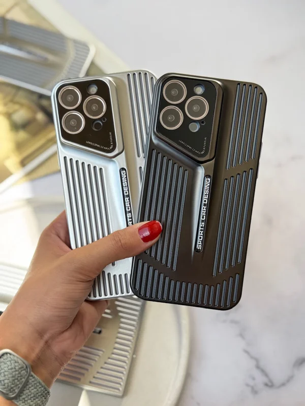 قاب آیفون 13 شیک اسپرت طرح پورش رنگ نقره ای