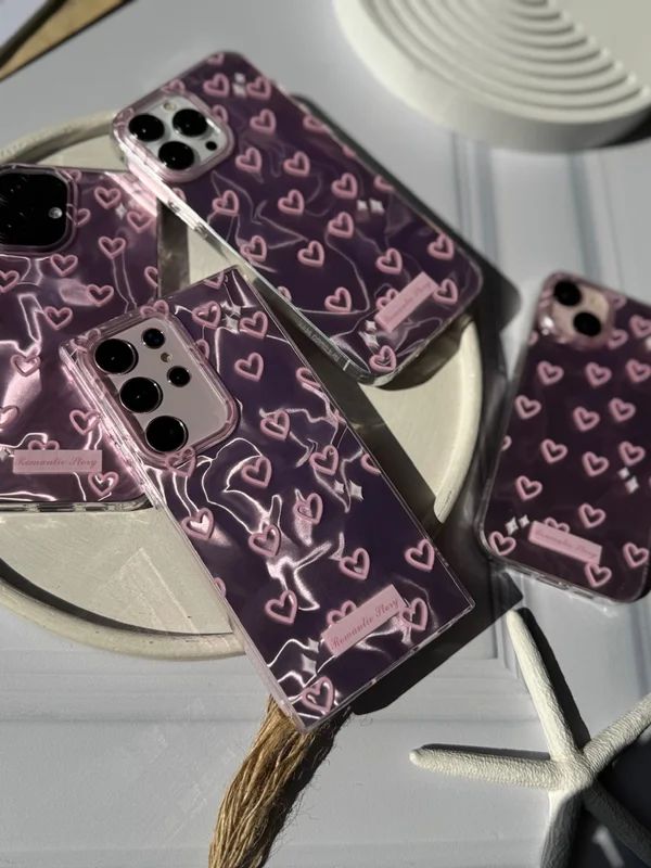 iPhone 11 phone case pink heart wave
