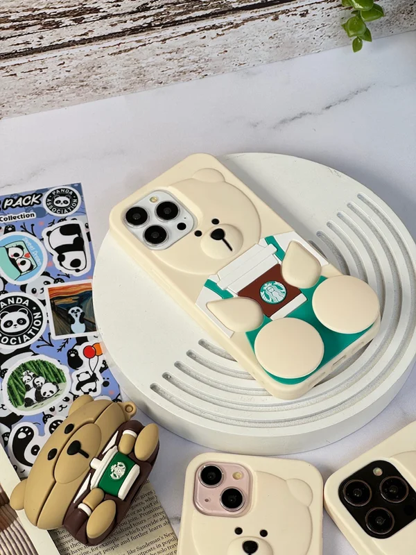 Silicone Starbucks bear iPhone 13 Pro and iPhone 14 Pro and iPhone 15 Pro case