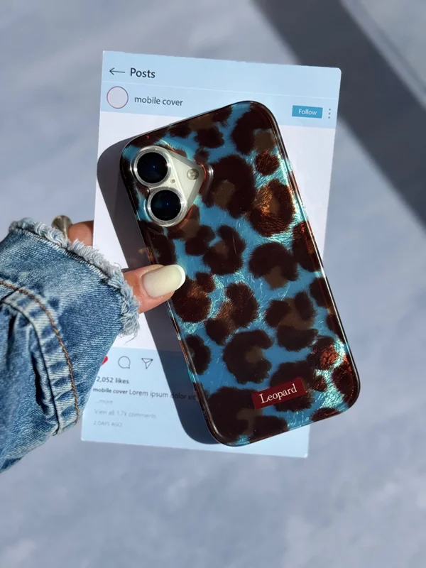 Blue Leopard Pattern Phone Case iPhone 15 phone
