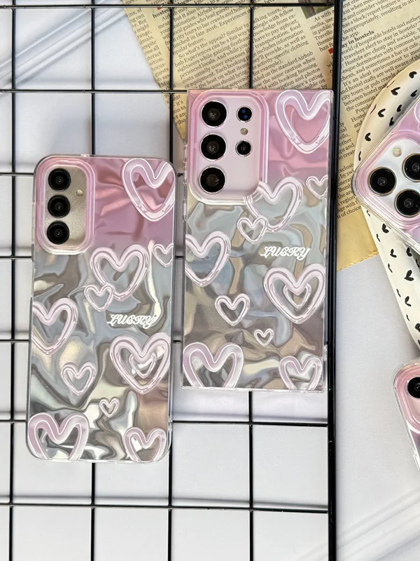 Samsung A25 pink shell heart frame