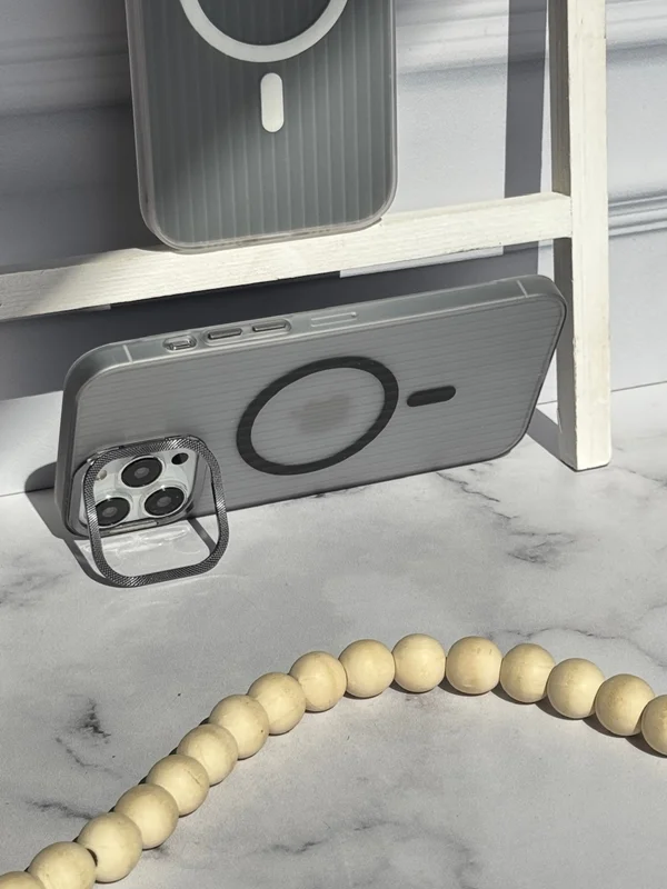 Mag safe iPhone 15 Pro Max case with matte shutter lens stand