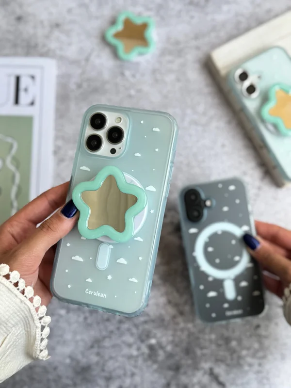 MagSafe Cloud Design Phone Case with Star PopSocket iPhone 15 ProMax phone