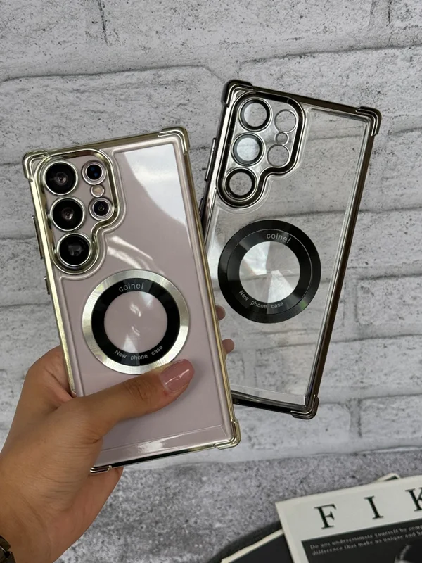 Transparent frame with mag safe and airbag for Samsung S23 ultra  phone