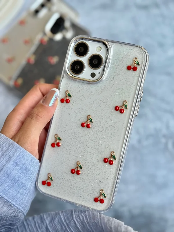 Shiny Raised Cherry Design Phone Case Samsung A53 phone