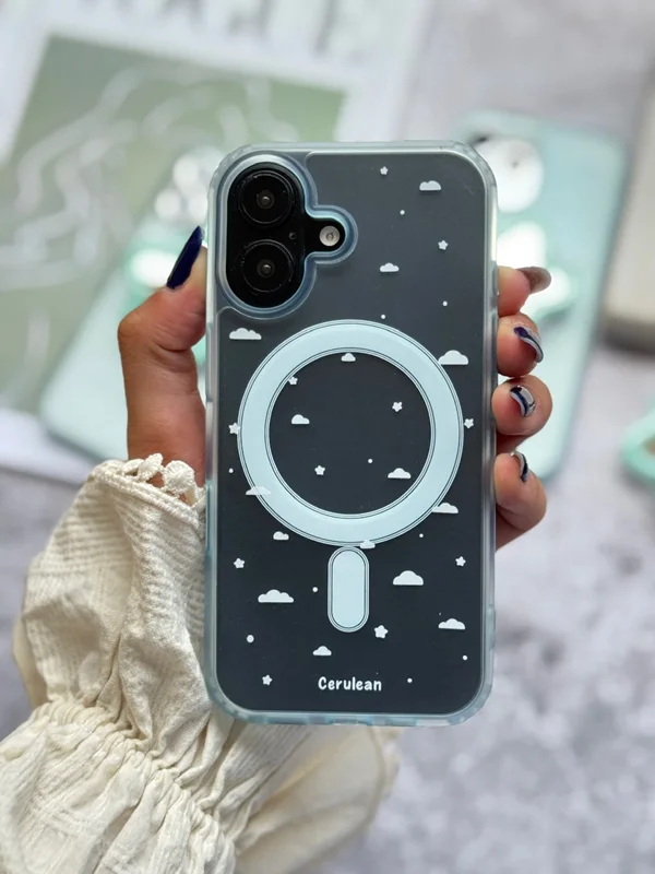 MagSafe Cloud Design Phone Case with Star PopSocket iPhone 15 ProMax phone
