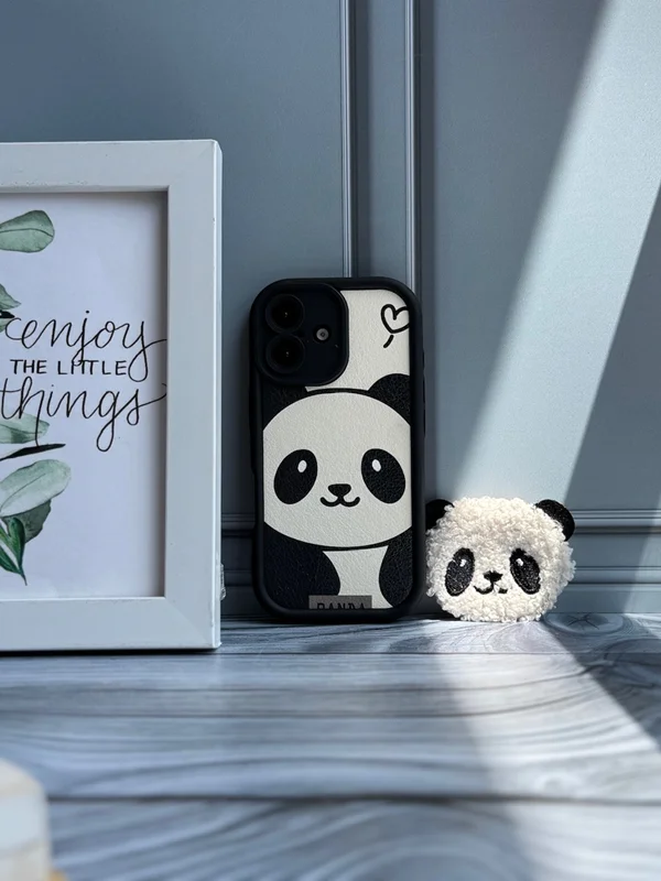 Solid Panda Design Phone Case with Pop Socket iPhone 14 ProMax phone