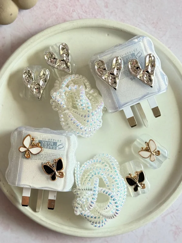 Clear iPhone Charger Cover with Decorative Charms