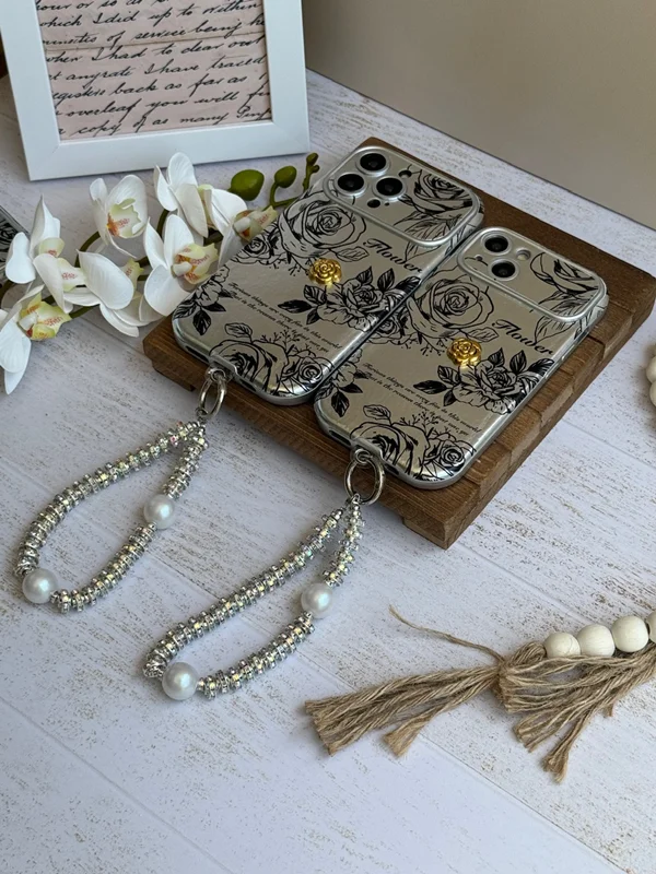 Embossed golden flower iPhone 11 Pro case with pendant