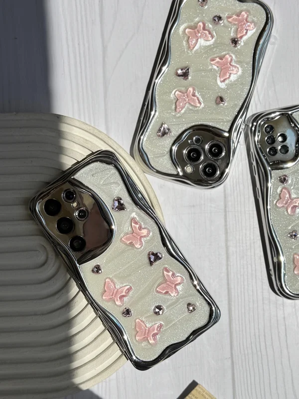 Samsung A72 butterfly and pink heart frame