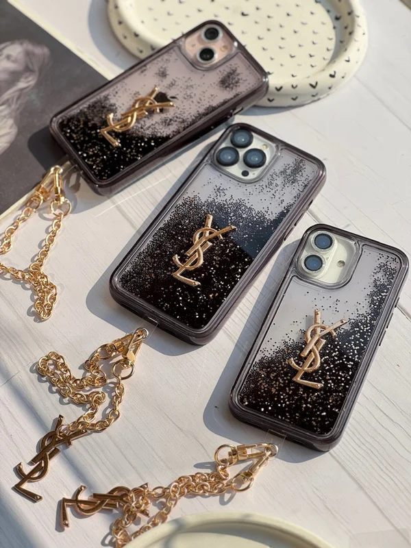 YSL design black aquarium iPhone 12 Pro Max case with pendant