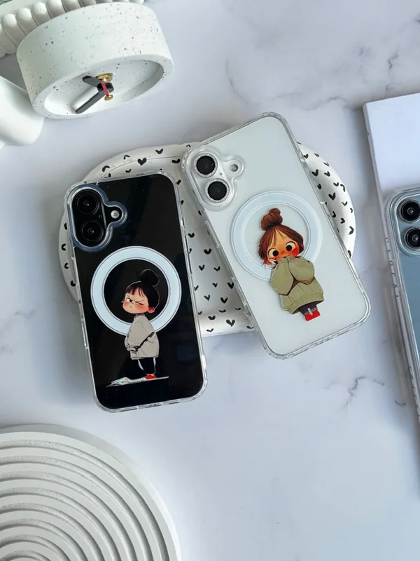 قاب شفاف گوشی آیفون 15 مگ سیف دار دخترونه