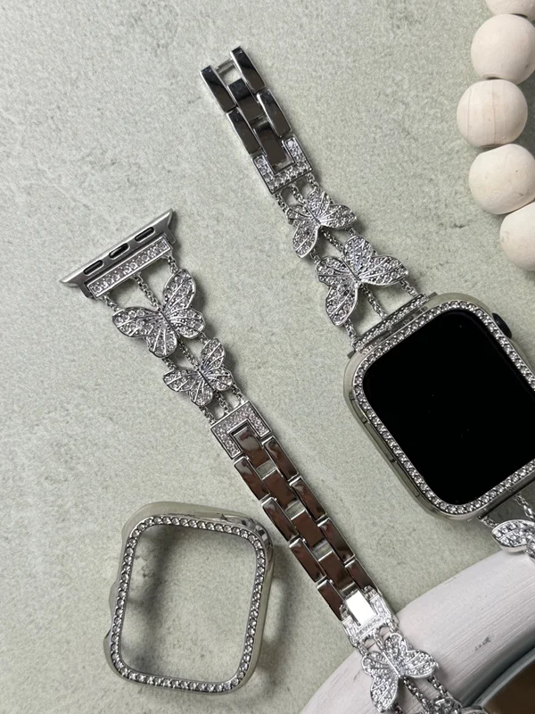Apple Watch Band Butterfly Stainless Steel with jeweled guard