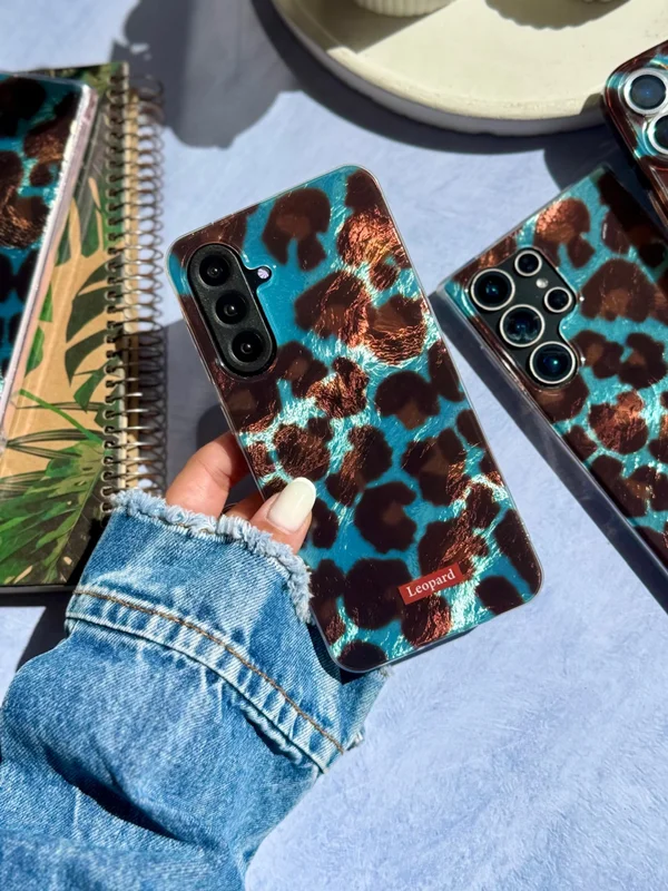 Blue Leopard Pattern Phone Case Samsung A15 phone