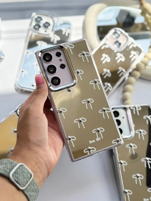 Mirror bow tie case for Samsung S21 FE