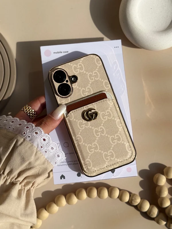 Luxury Gucci Design Leather Card Holder Phone Case iPhone 13 phone