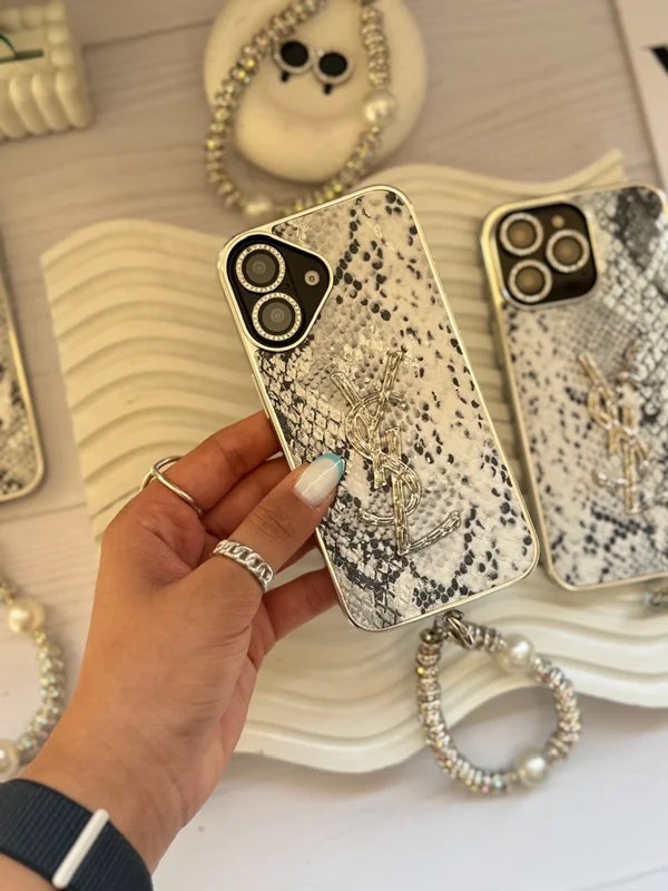 YSL and snake iPhone 15 Pro case with pendant
