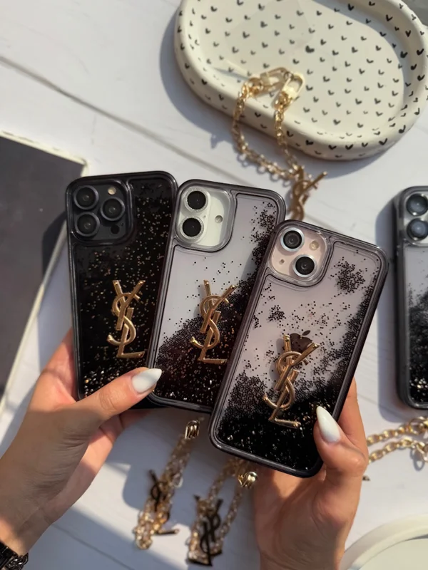 YSL design black aquarium iPhone 12 Pro Max case with pendant