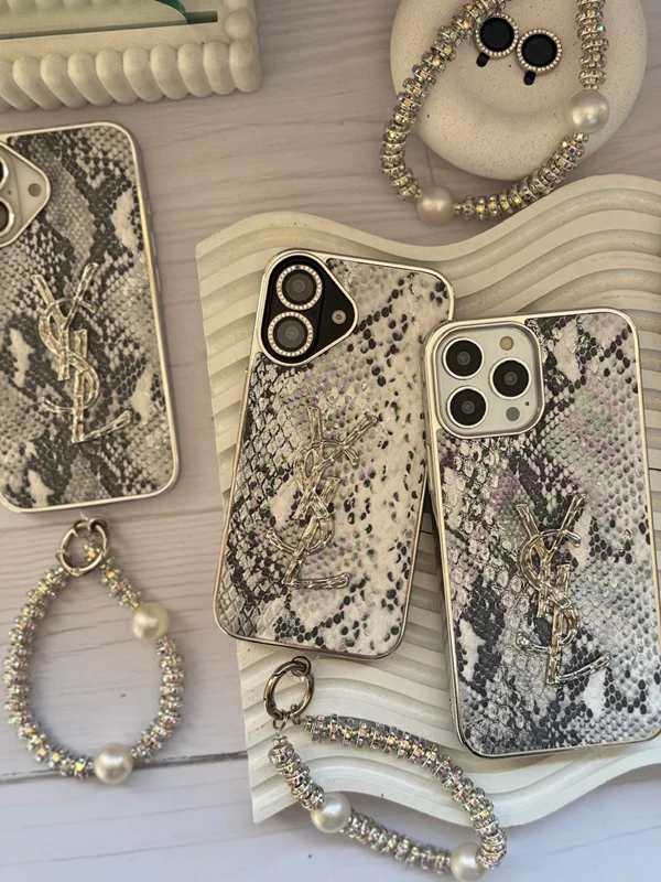 YSL and snake iPhone 15 Pro case with pendant