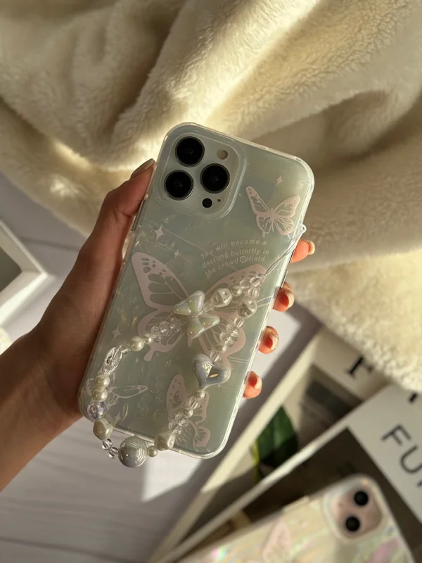 Butterfly holographic ice case with pendant