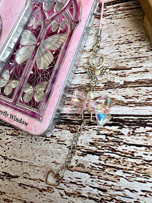 Window and Butterfly Design Phone Case with Pendant iPhone 15 Pro phone