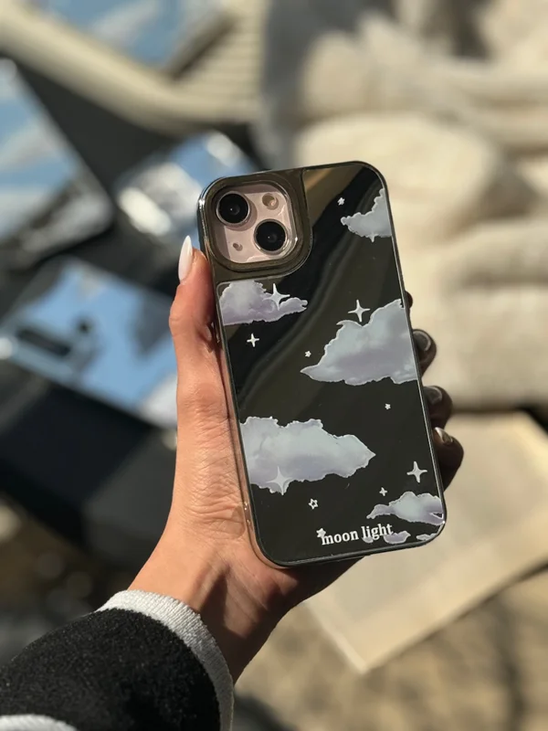 Moon Light Samsung A72 Mirror case with cloud design
