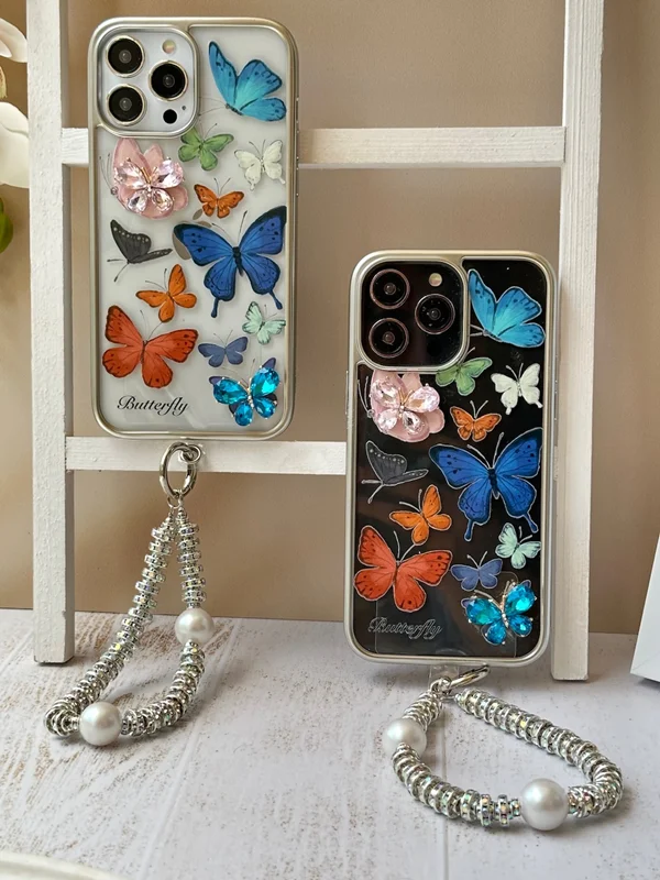 iPhone 15 Pro butterfly case with pendant
