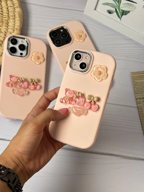 Girl's embossed glass sweet iPhone 14 Pro Max case