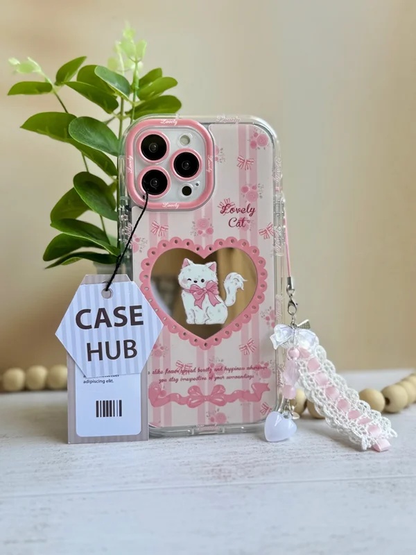 Mirrored Pink Cat Design Phone Case Samsung A13 4G phone