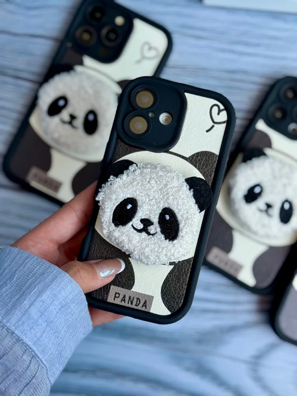 Solid Panda Design Phone Case with Pop Socket iPhone 14 ProMax phone