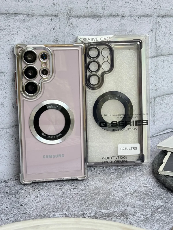 Transparent frame with mag safe and airbag for Samsung S23 ultra  phone