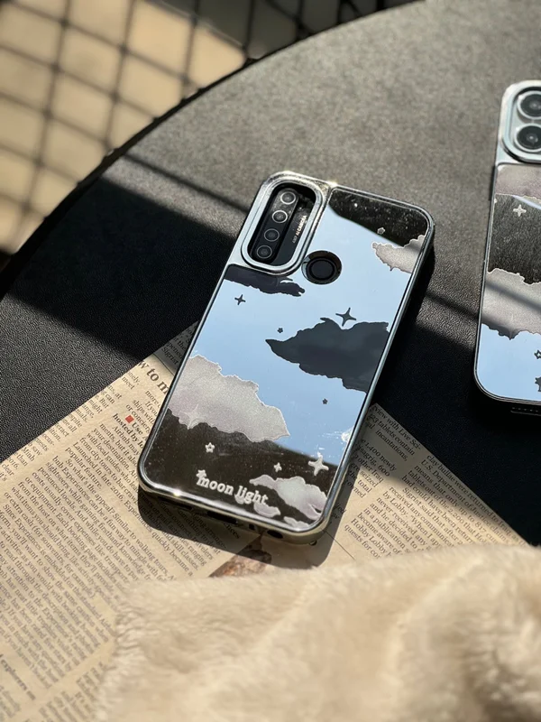 Moon Light Samsung A72 Mirror case with cloud design