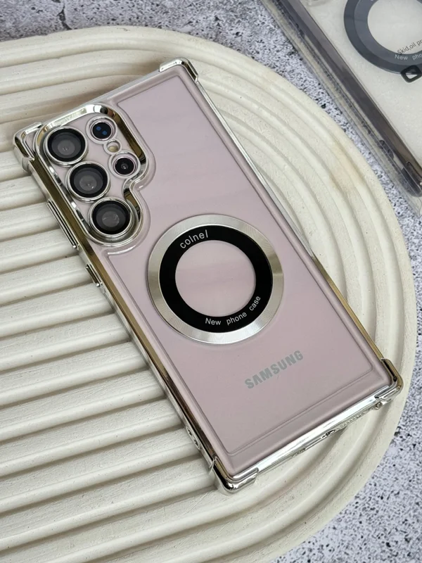 Transparent frame with mag safe and airbag for Samsung S23 ultra  phone