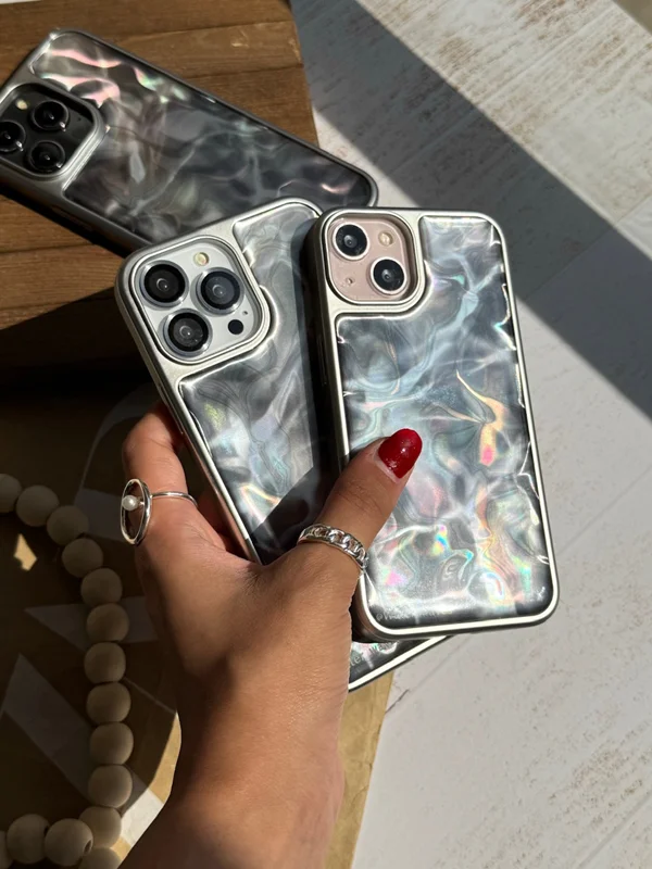 Holographic black water wave iPhone 15 Pro Max case