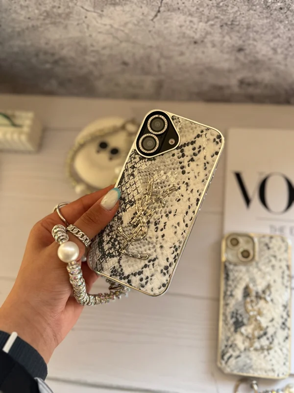 YSL and snake iPhone 15 Pro case with pendant