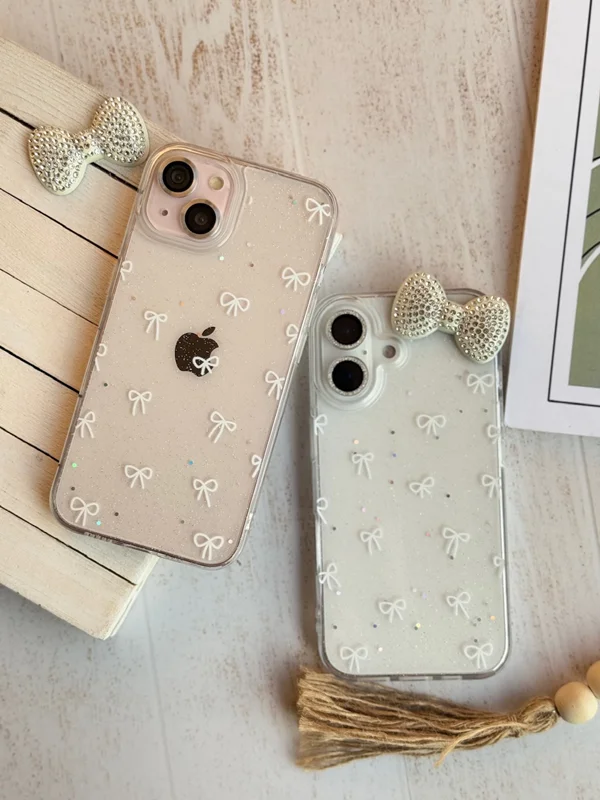 Shine iPhone 16 Pro case with bow tie design