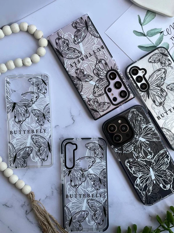 Samsung Xiaomi transparent butterfly case