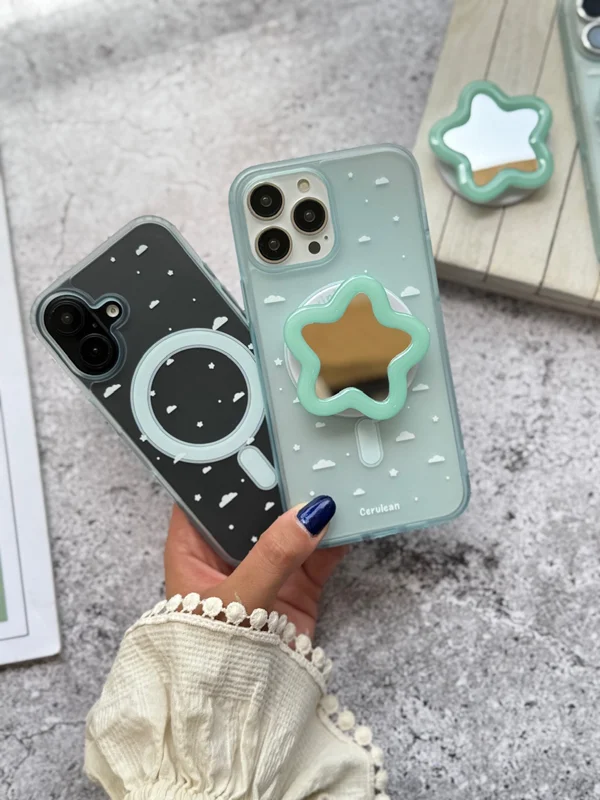 MagSafe Cloud Design Phone Case with Star PopSocket iPhone 15 ProMax phone