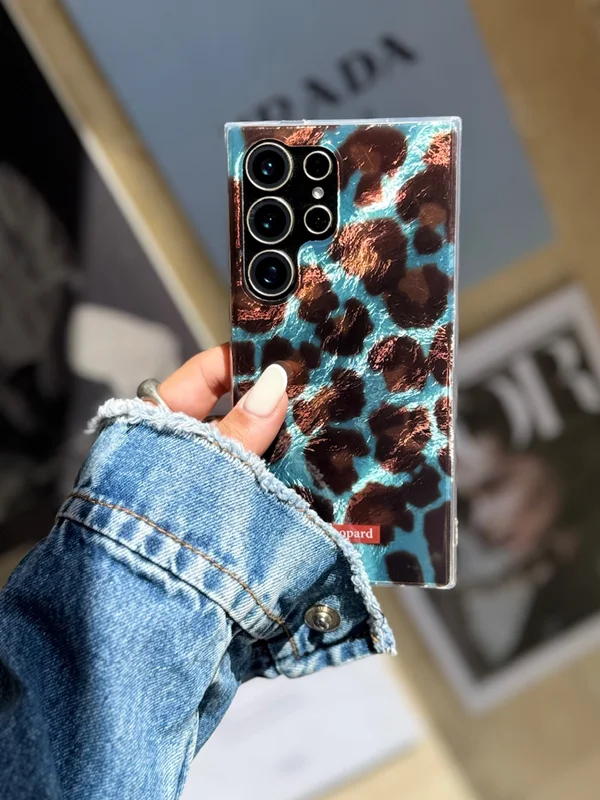 Blue Leopard Pattern Phone Case Samsung A15 phone