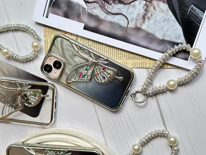 Aquarium brush butterfly iPhone 13 Pro case with pendant
